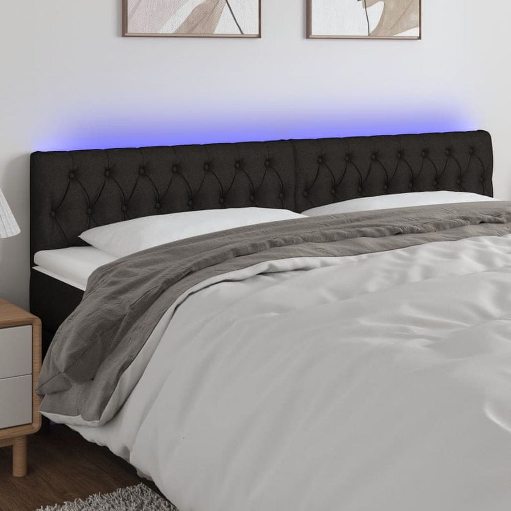 Vidaxl Čelo postele s LED čierne 180x7x78/88 cm látka